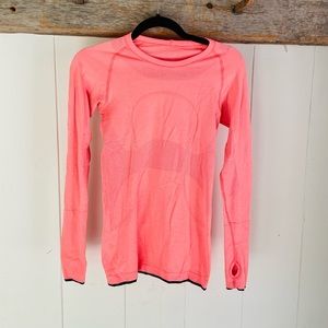 Iululemon swiftly tech long sleeve in neon coral